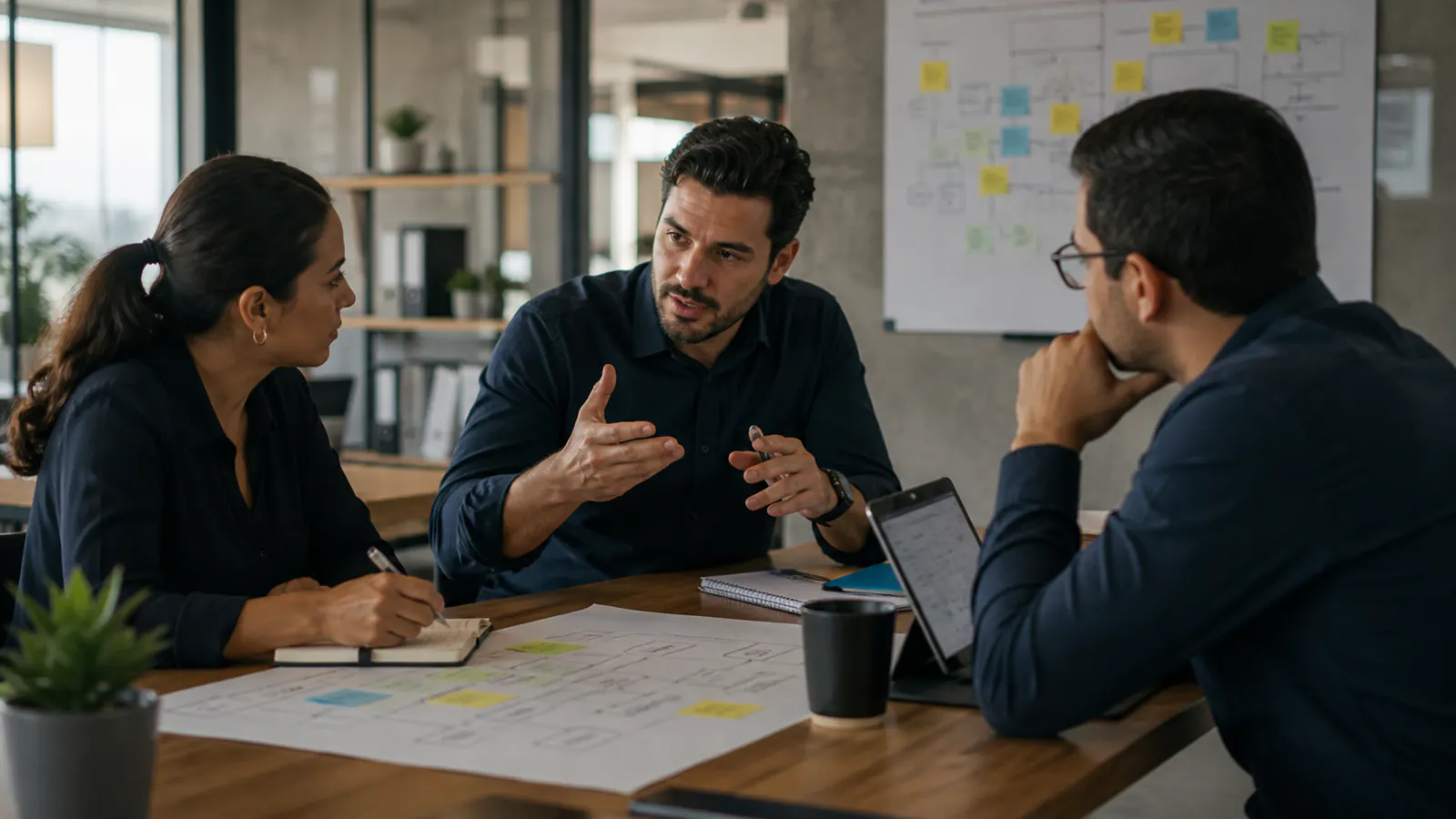 Conversación consultiva para entender un proceso operativo antes de proponer una solución.